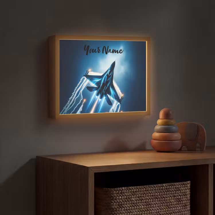 Straaljager - Blauw - Jongens Light Box met batterij (Wandlamp kind) middel -sfeer5_kind