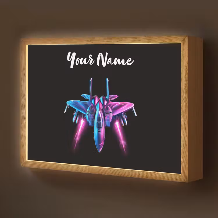 Straaljager - Blauw - Kleuren - Jongens - Zwart Light Box met batterij (Wandlamp kind) middel -z3d_website