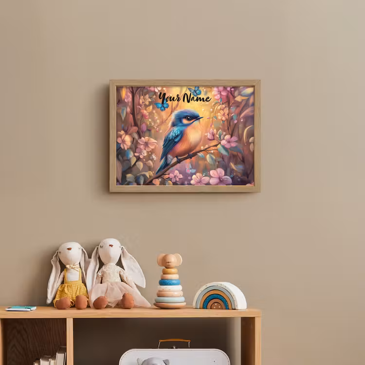 IJsvogel - Sprookjesbos - Roze - Bloemen Light Box met batterij (Wandlamp kind) middel -sfeer2_kind
