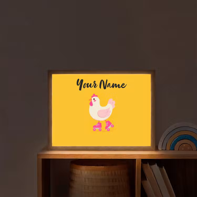 Kip - Rolschaatsen - Geel Light Box met batterij (Wandlamp kind) middel -sfeer1_kind
