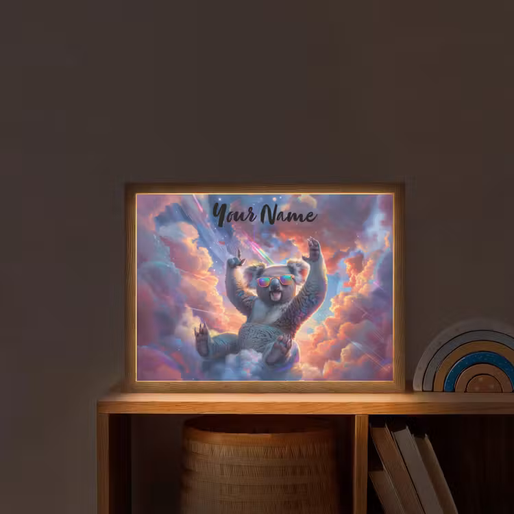 Koala - Dier - Zonnebril - Wolken Light Box met batterij (Wandlamp kind) middel -sfeer1_kind
