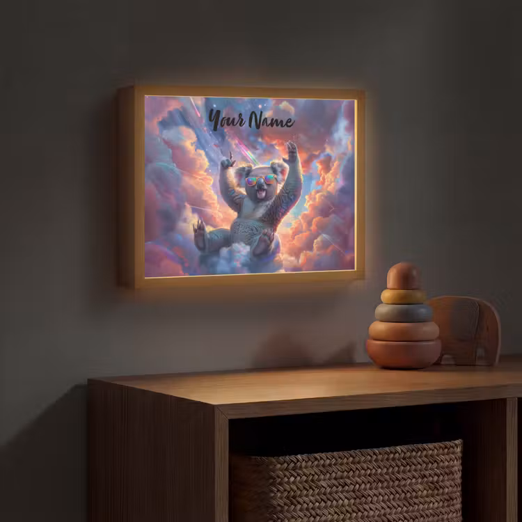 Koala - Dier - Zonnebril - Wolken Light Box met batterij (Wandlamp kind) middel -sfeer5_kind