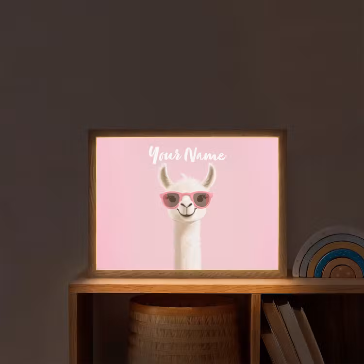 Lama - Zonnebril - Roze Light Box met batterij (Wandlamp kind) middel -sfeer1_kind