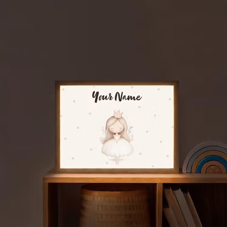 Blaadjes - Ballerina - Stippen - Kroon Light Box met batterij (Wandlamp kind) middel -sfeer1_kind