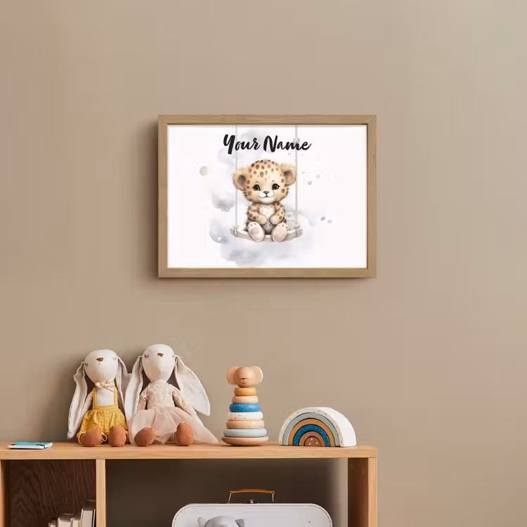 Luipaard - Dier - Kinderen Light Box met batterij (Wandlamp kind) middel -sfeer2_kind