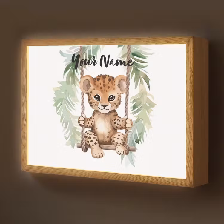 Luipaard - Dier - Kinderen - Jungle Light Box met batterij (Wandlamp kind) middel -z3d_website