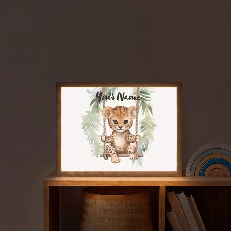 Luipaard - Dier - Kinderen - Jungle Light Box met batterij (Wandlamp kind) middel -sfeer1_kind