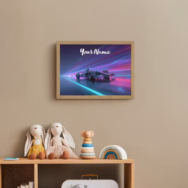 Lichtstralen - Neon - Racewagen - Paars Light Box met batterij (Wandlamp kind) middel -sfeer2_kind