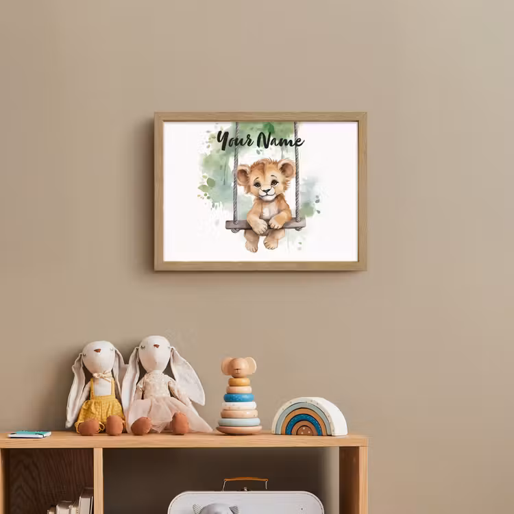 Leeuw - Dier - Kinderen - Jungle Light Box met batterij (Wandlamp kind) middel -sfeer2_kind