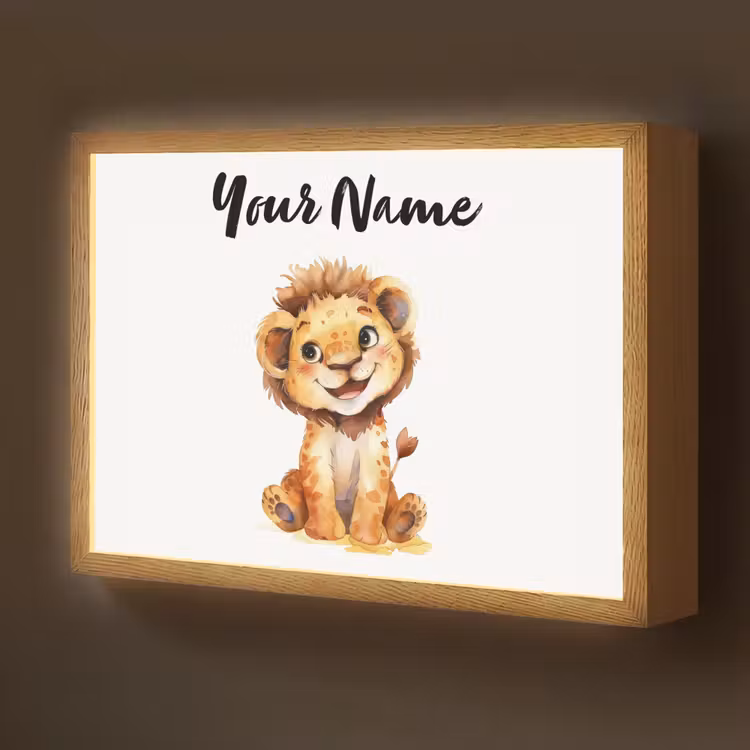 Leeuw - Baby dier Light Box met batterij (Wandlamp kind) middel -z3d_website