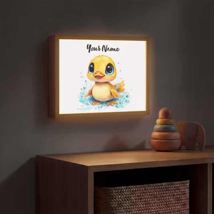 Eendje - Badeend - Geel Light Box met batterij (Wandlamp kind) middel -sfeer5_kind