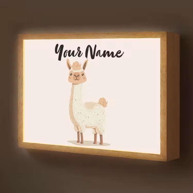 Lama - Dieren - Boerderij - Pastel Light Box met batterij (Wandlamp kind) middel -z3d_website