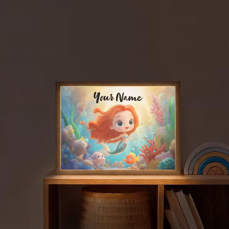 Zeemeermin - Vissen - Koraal Light Box met batterij (Wandlamp kind) middel -sfeer1_kind