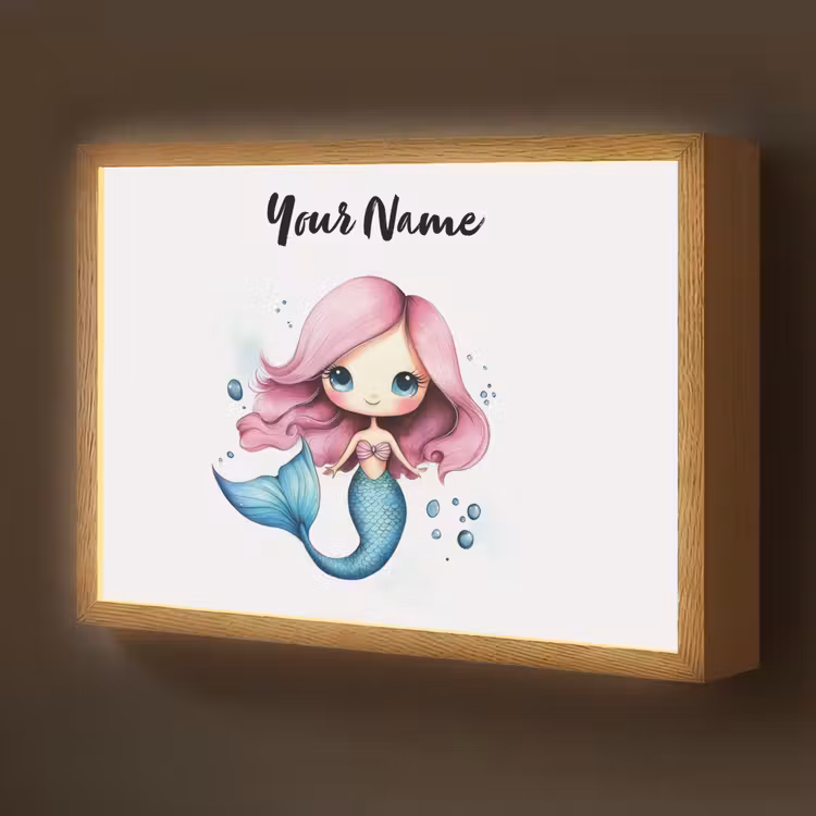 Zeemeermin - Roze Light Box met batterij (Wandlamp kind) middel -z3d_website