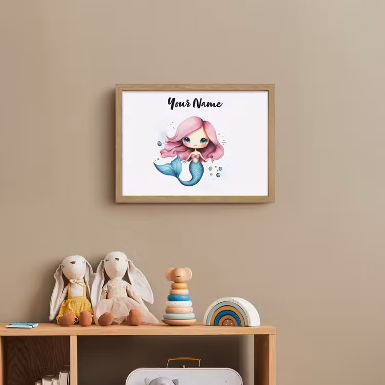 Zeemeermin - Roze Light Box met batterij (Wandlamp kind) middel -sfeer2_kind