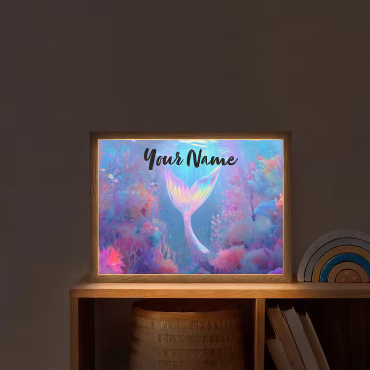 Zeemeerminnenstaart - Koraal - Water Light Box met batterij (Wandlamp kind) middel -sfeer1_kind