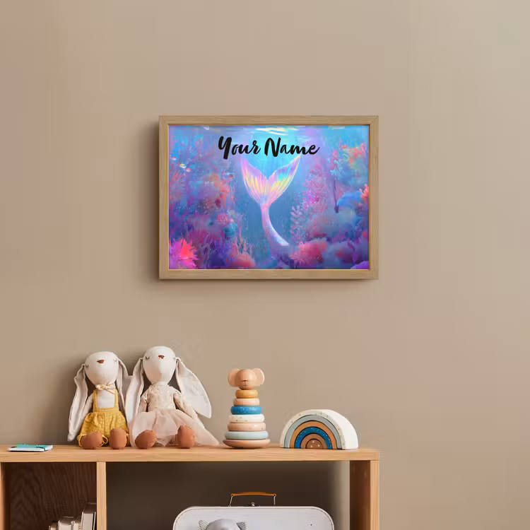 Zeemeerminnenstaart - Koraal - Water Light Box met batterij (Wandlamp kind) middel -sfeer2_kind