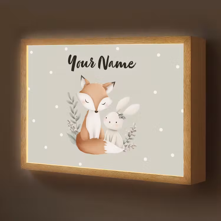 Minimalistisch - Dieren - Bladeren - Stippen Light Box met batterij (Wandlamp kind) middel -z3d_website