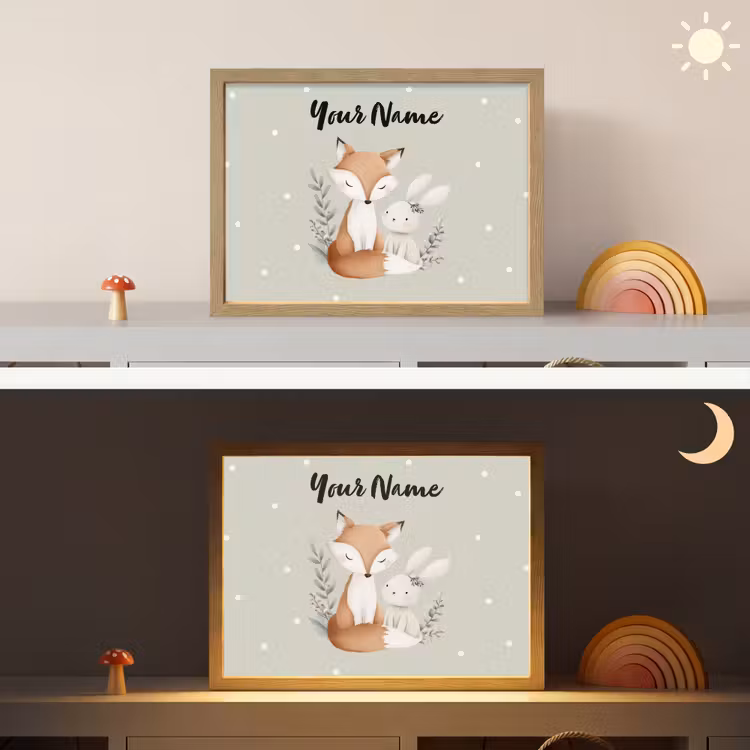Minimalistisch - Dieren - Bladeren - Stippen Light Box met batterij (Wandlamp kind) middel -sfeer3_kind