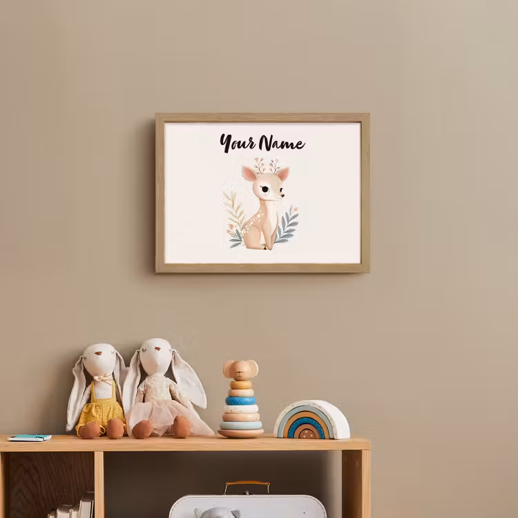 Minimalistisch - Hertje - Aquarel - Bladeren Light Box met batterij (Wandlamp kind) middel -sfeer2_kind