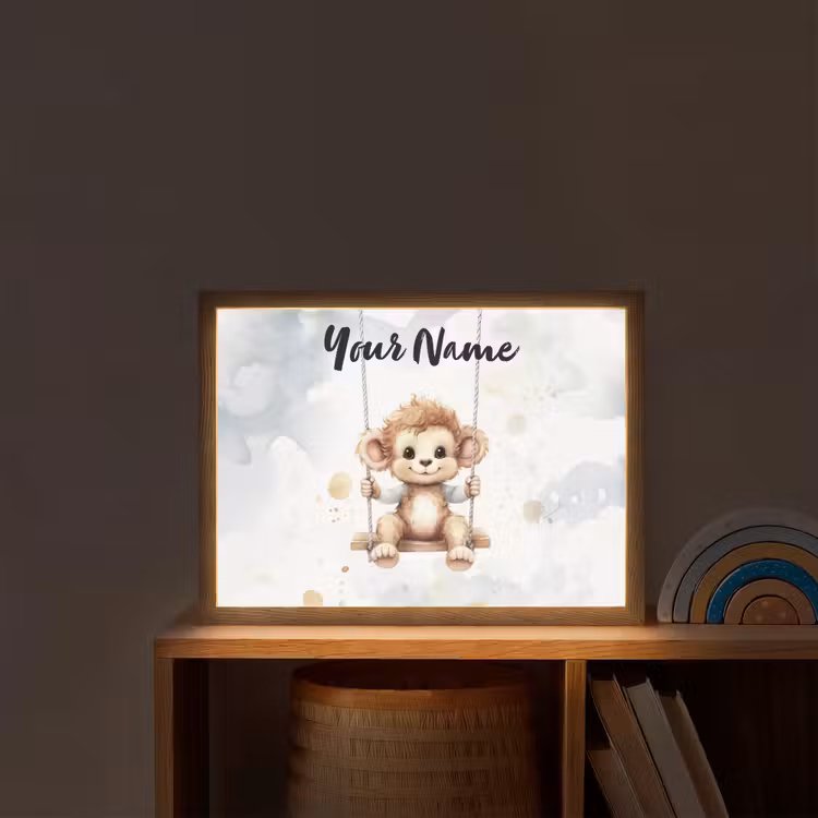 Aap - Dier - Kinderen Light Box met batterij (Wandlamp kind) middel -sfeer1_kind