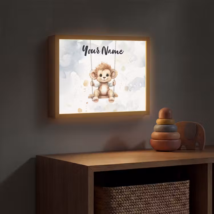 Aap - Dier - Kinderen Light Box met batterij (Wandlamp kind) middel -sfeer5_kind