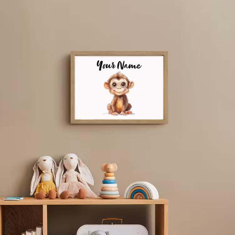 Aap - Baby - Jungle dieren Light Box met batterij (Wandlamp kind) middel -sfeer2_kind