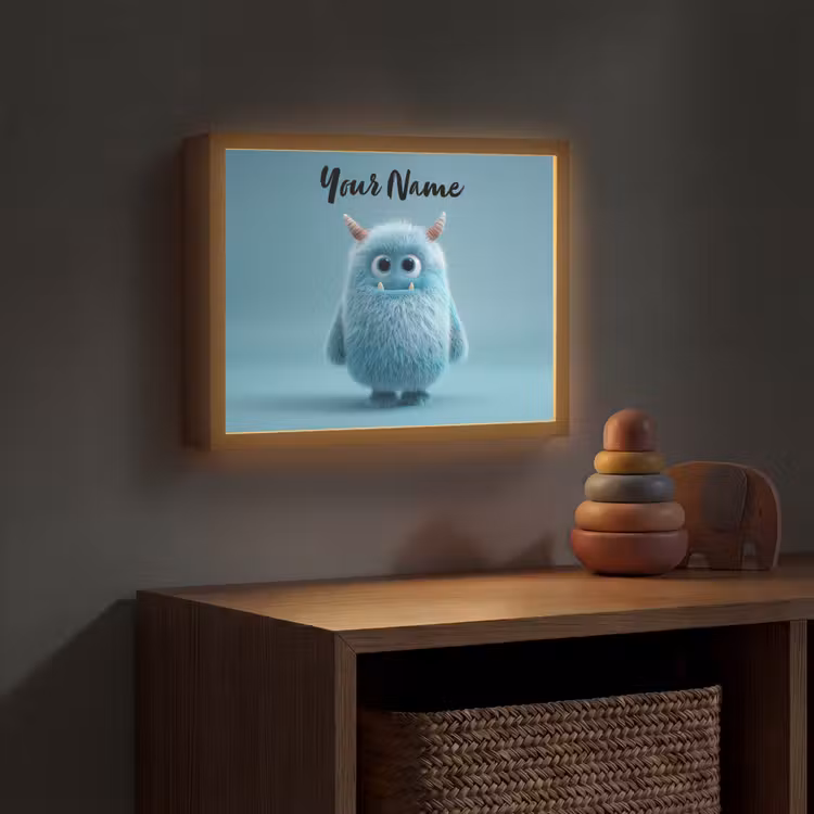 Monster - Blauw Light Box met batterij (Wandlamp kind) middel -sfeer5_kind