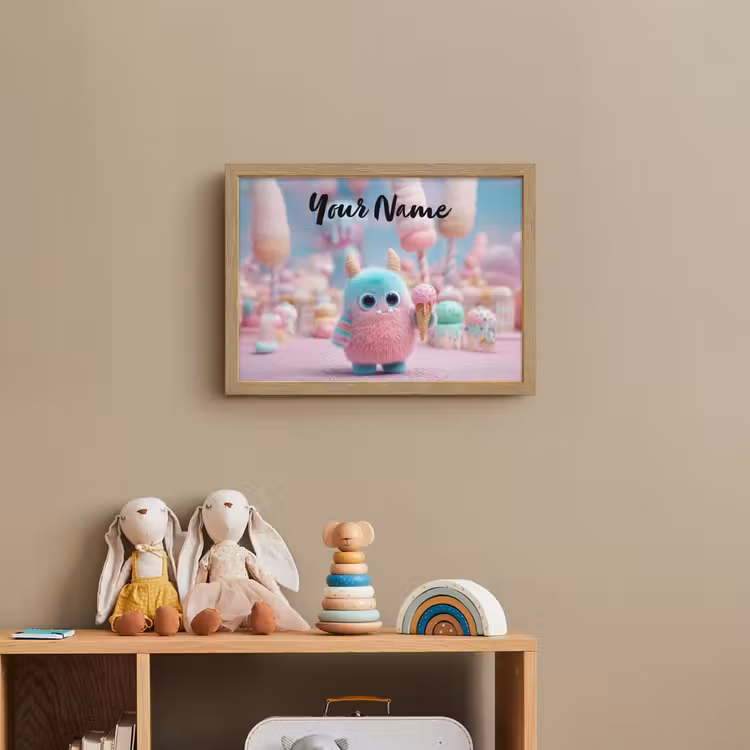 Monster - Pastel - Roze - Snoep Light Box met batterij (Wandlamp kind) middel -sfeer2_kind