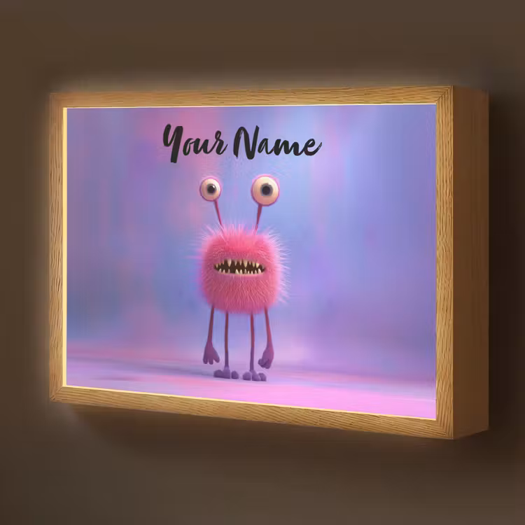 Monster - Roze - Paars Light Box met batterij (Wandlamp kind) middel -z3d_website