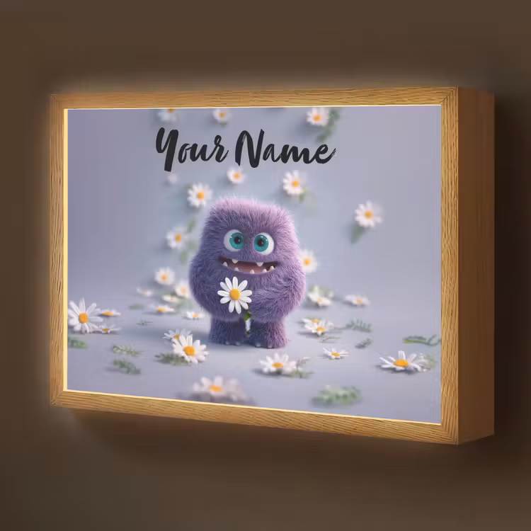 Monster - Paars - Madeliefjes Light Box met batterij (Wandlamp kind) middel -z3d_website