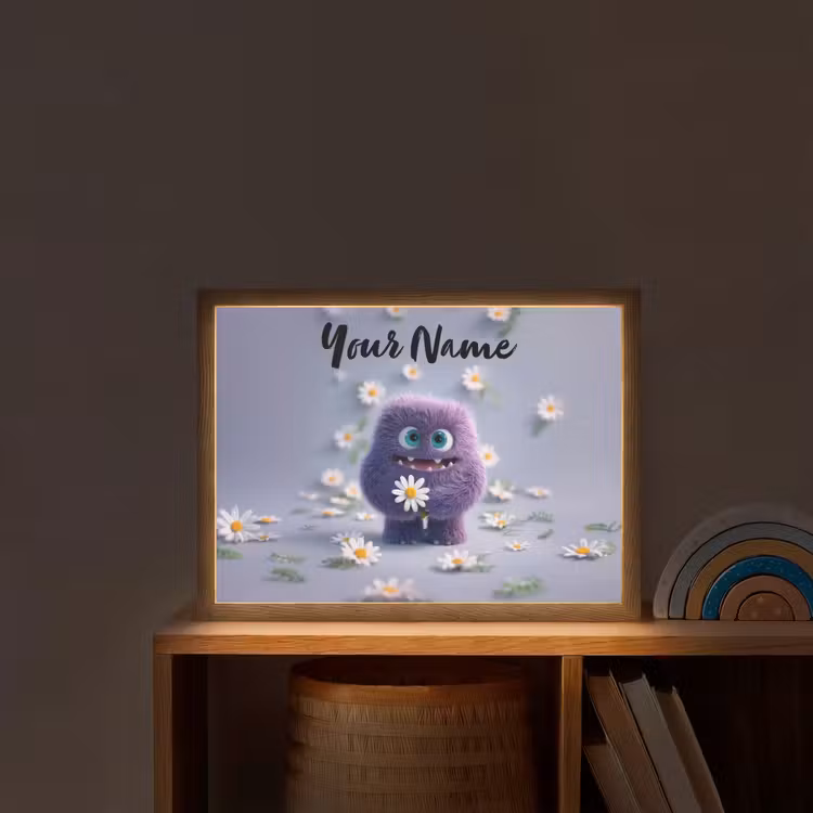 Monster - Paars - Madeliefjes Light Box met batterij (Wandlamp kind) middel -sfeer1_kind