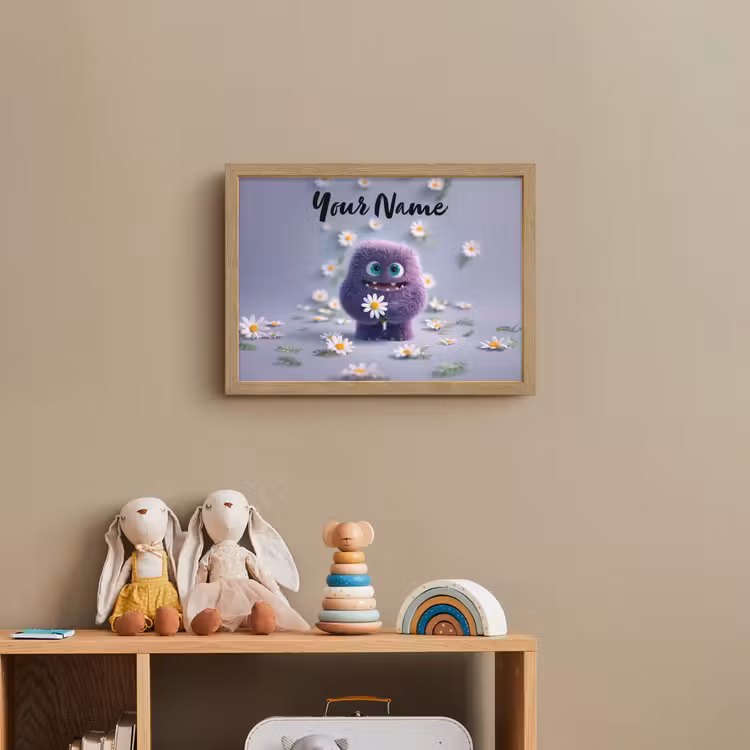 Monster - Paars - Madeliefjes Light Box met batterij (Wandlamp kind) middel -sfeer2_kind