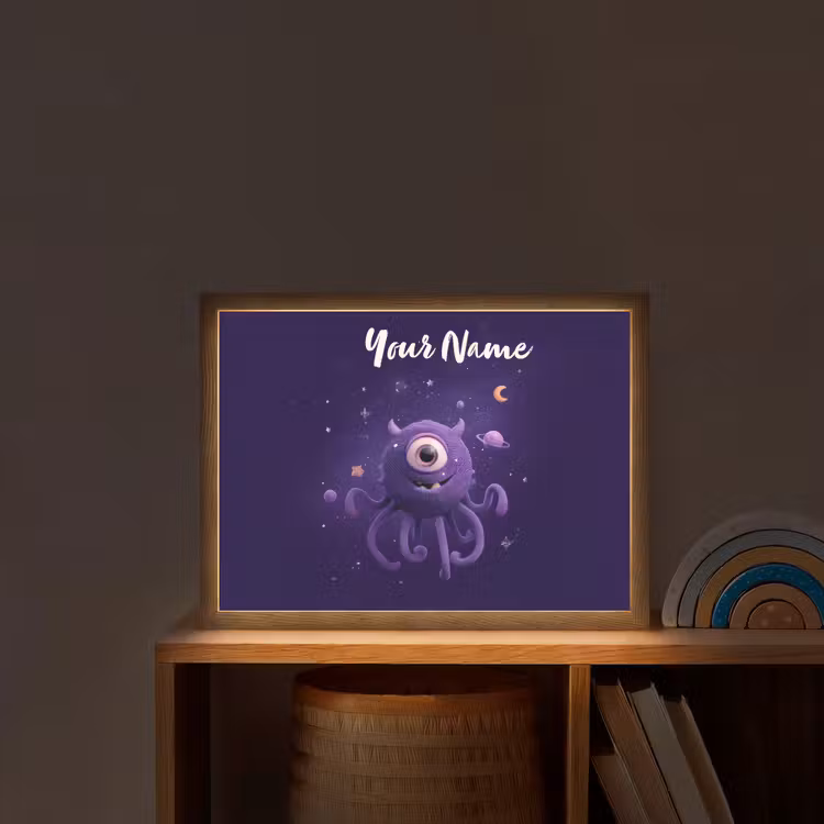 Monster - Paars - Ruimte Light Box met batterij (Wandlamp kind) middel -sfeer1_kind