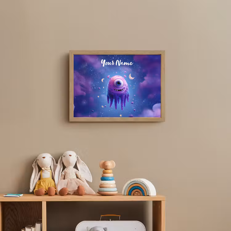 Monster - Ruimte - Sterren - Paars Light Box met batterij (Wandlamp kind) middel -sfeer2_kind