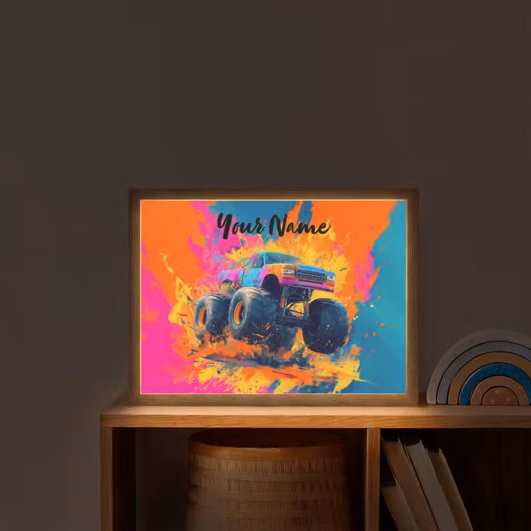 Monstertruck - Abstract - Verfspatten - Kleurrijk Light Box met batterij (Wandlamp kind) middel -sfeer1_kind
