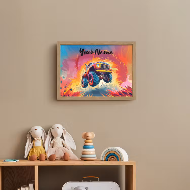 Monstertruck - Auto - Jongens - Kleurrijk Light Box met batterij (Wandlamp kind) middel -sfeer2_kind