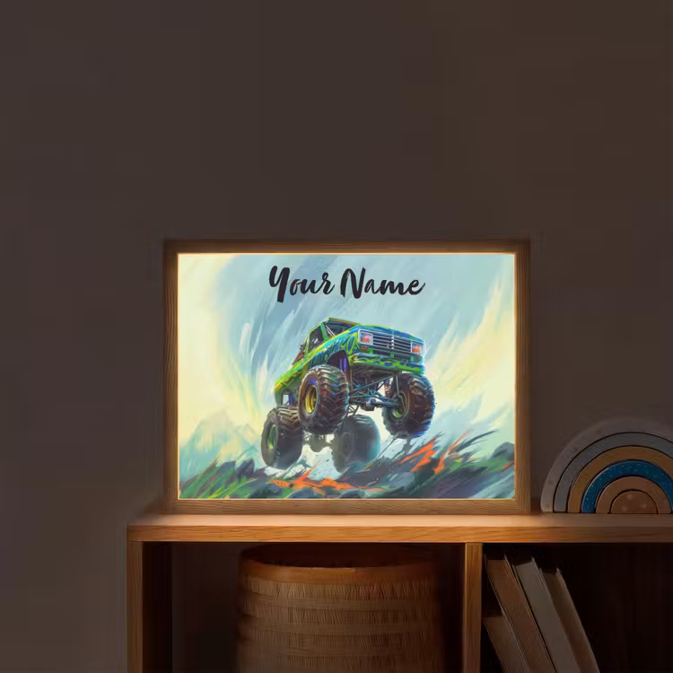 Monstertruck - Auto - Jongens - Groen Light Box met batterij (Wandlamp kind) middel -sfeer1_kind