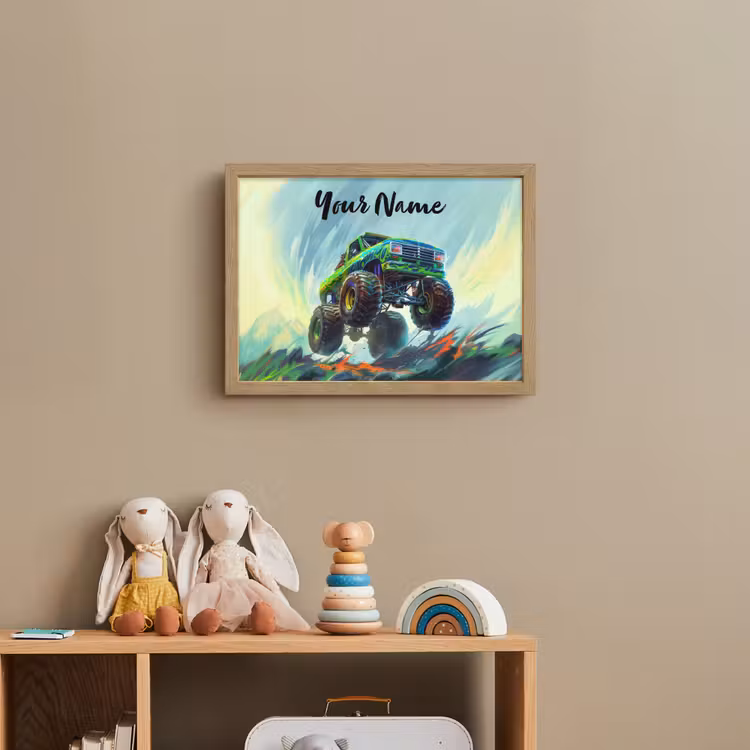 Monstertruck - Auto - Jongens - Groen Light Box met batterij (Wandlamp kind) middel -sfeer2_kind