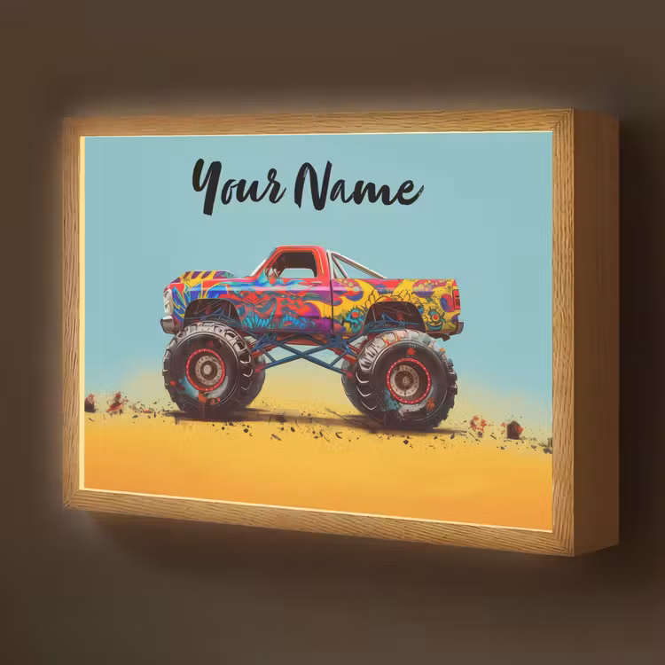 Monstertruck - Graffiti - Jongens - Auto Light Box met batterij (Wandlamp kind) middel -z3d_website