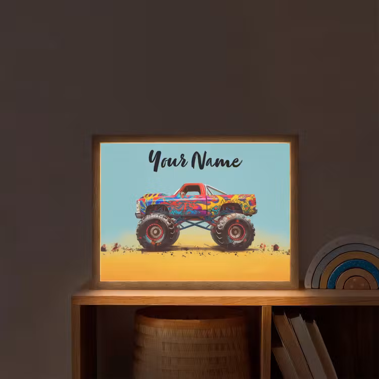 Monstertruck - Graffiti - Jongens - Auto Light Box met batterij (Wandlamp kind) middel -sfeer1_kind