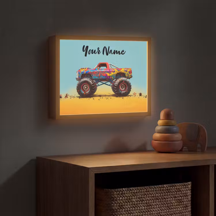Monstertruck - Graffiti - Jongens - Auto Light Box met batterij (Wandlamp kind) middel -sfeer5_kind