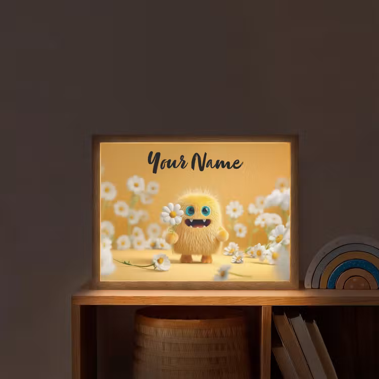 Monster - Geel - Madeliefjes Light Box met batterij (Wandlamp kind) middel -sfeer1_kind