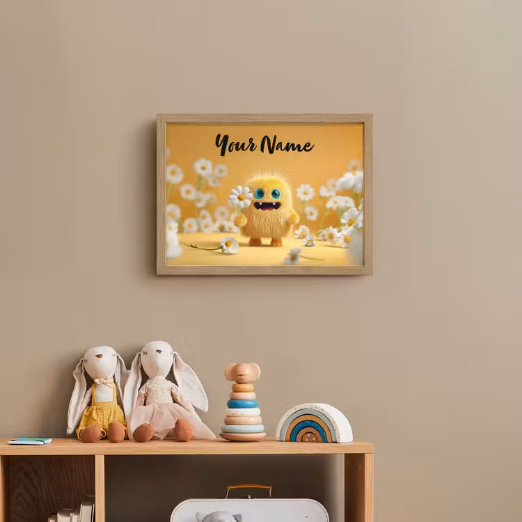 Monster - Geel - Madeliefjes Light Box met batterij (Wandlamp kind) middel -sfeer2_kind