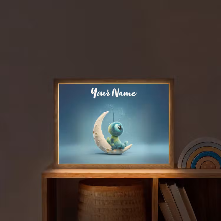 Maan - Ruimtewezen - Blauw Light Box met batterij (Wandlamp kind) middel -sfeer1_kind