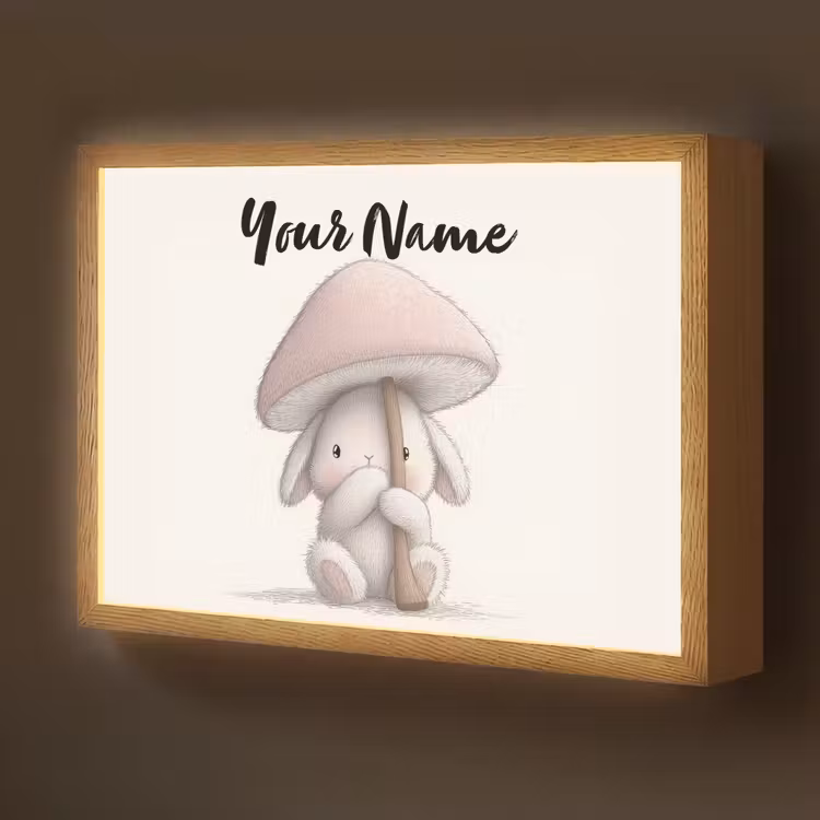 Paddenstoel - Konijn - Roze Light Box met batterij (Wandlamp kind) middel -z3d_website