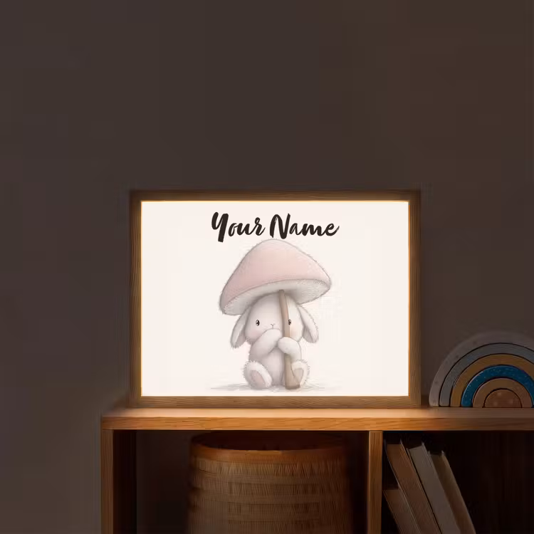 Paddenstoel - Konijn - Roze Light Box met batterij (Wandlamp kind) middel -sfeer1_kind