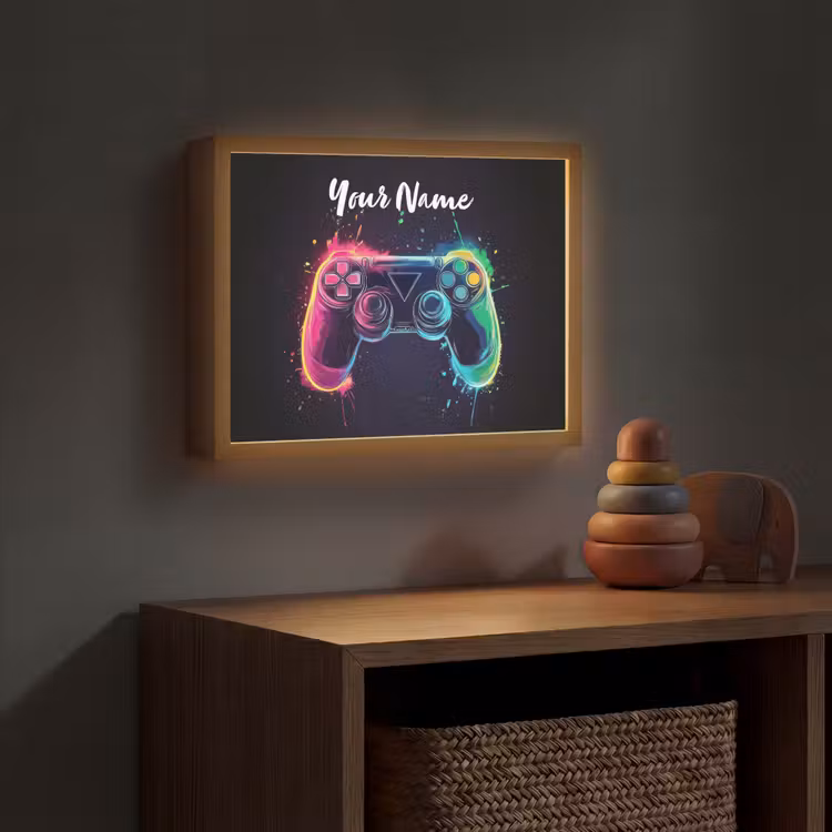 Neon - Controller - Verfspatten - Game Light Box met batterij (Wandlamp kind) middel -sfeer5_kind