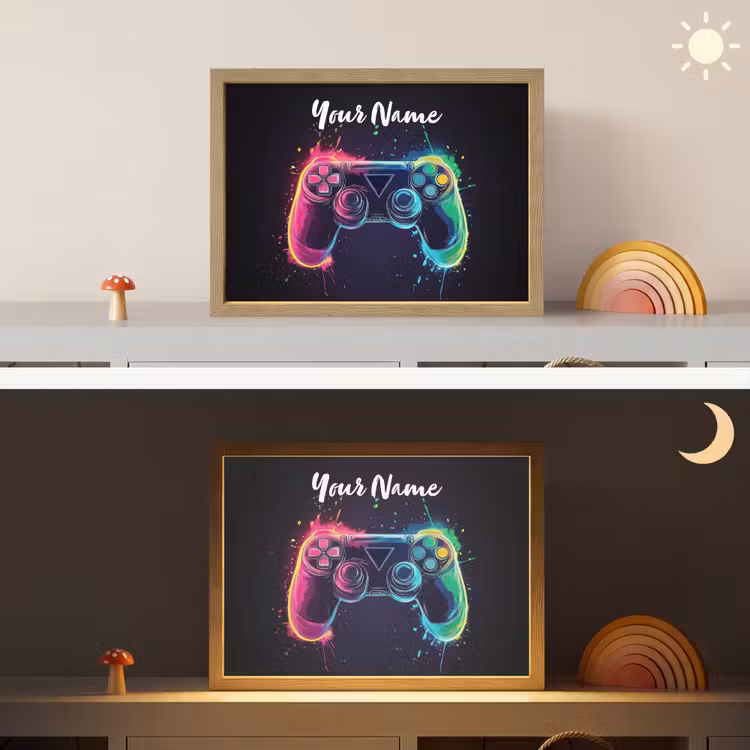 Neon - Controller - Verfspatten - Game Light Box met batterij (Wandlamp kind) middel -sfeer3_kind