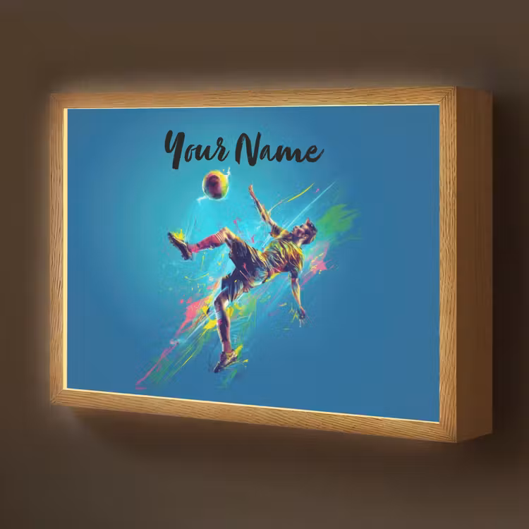 Neon - Voetbal - Schop - Kleurrijk Light Box met batterij (Wandlamp kind) middel -z3d_website